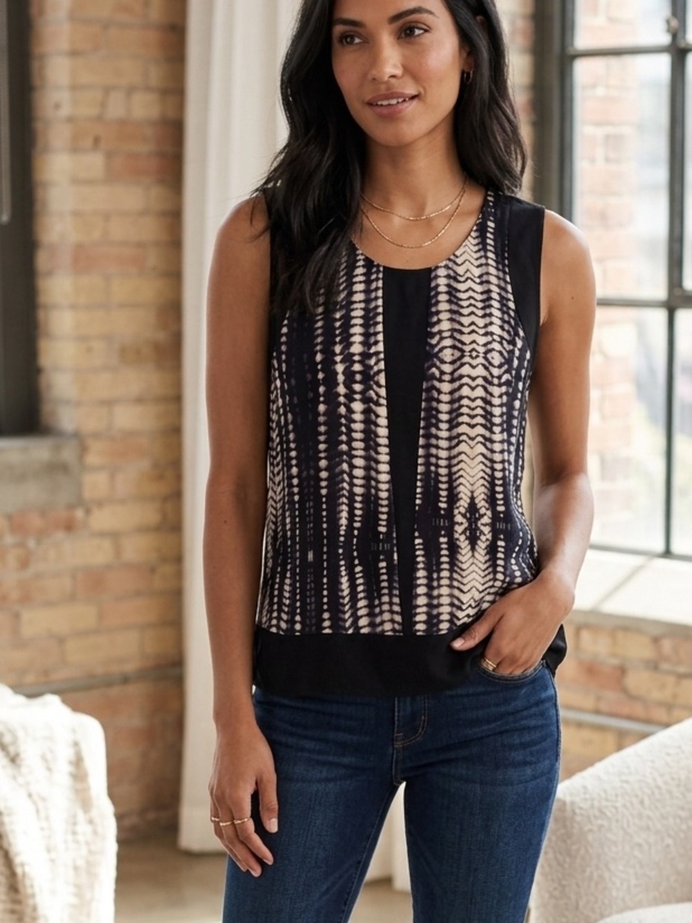 Tribal Jeans‎ Tie Dye Sleeveless Rayon Blouse - Size Medium
